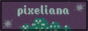 pixeliana button with plum background and twinkling green stars
